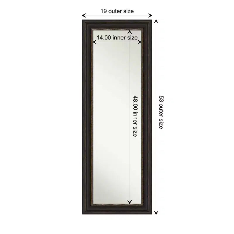 19" x 53" Non-Beveled Accent Bronze Full Length on The Door Mirror - Polystyrene Frame, Includes Mounting Hardware