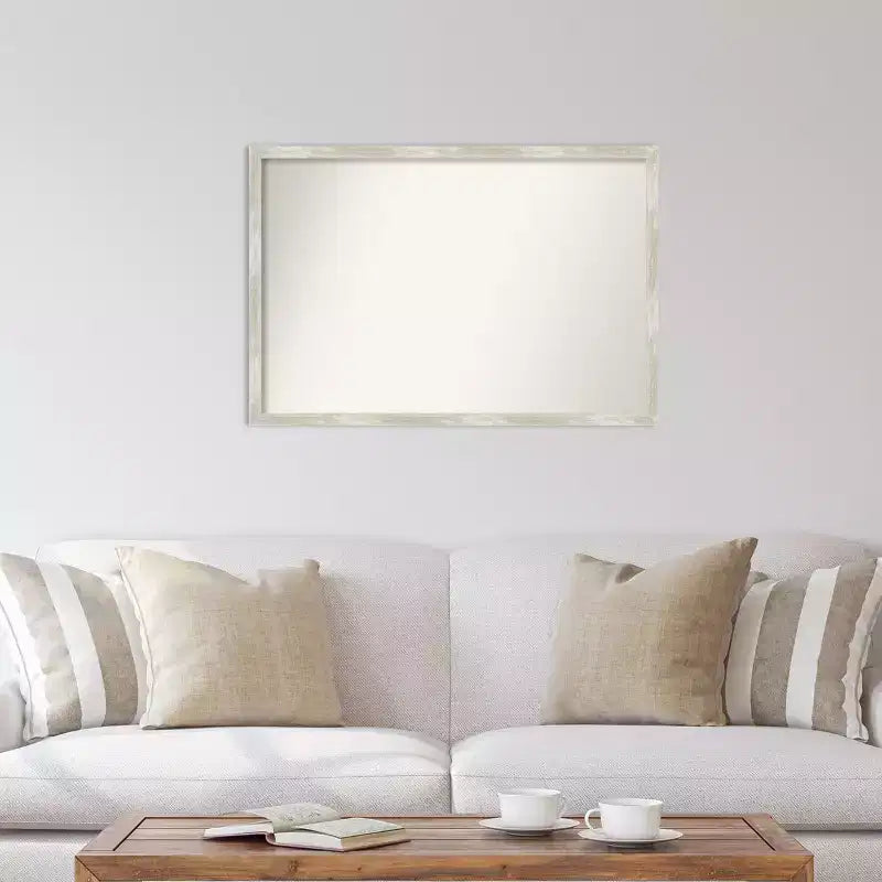 38" x 26" Non-Beveled Crackled Metallic Narrow Wall Mirror - Modern Rectangle, Polystyrene Frame, Includes Mounting Hardware