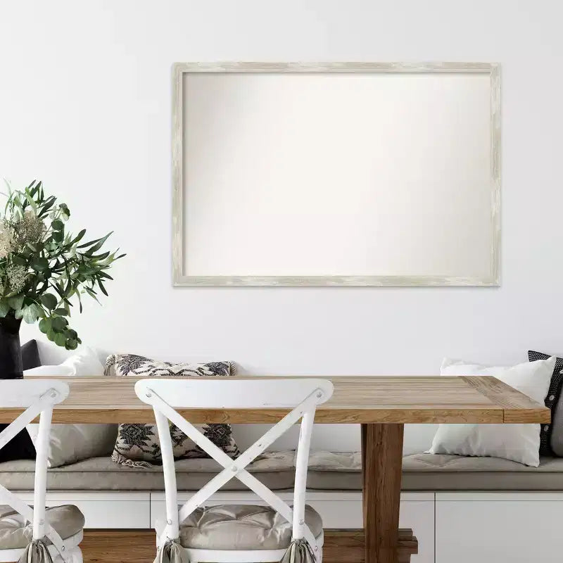 Specchio da parete stretto 38" x 26" con finitura metallica crepata non smussata - Rettangolare moderno, cornice in polistirene, include hardware di montaggio