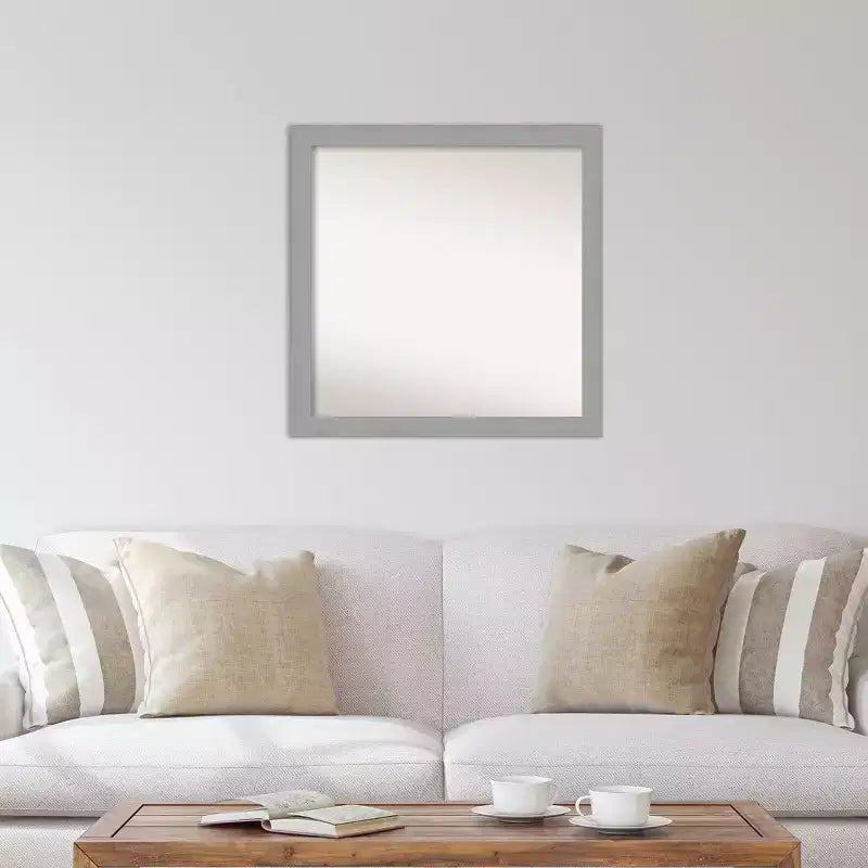 30" x 30" Non-Beveled Brushed Nickel Wall Mirror - Modern Square, Polystyrene Frame