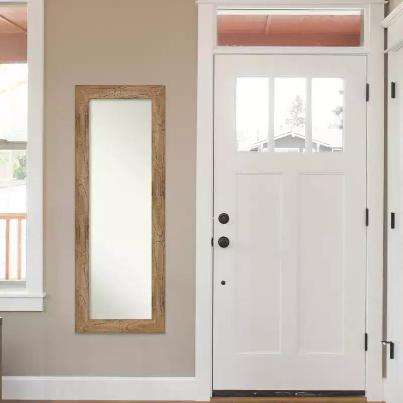 Specchio da porta in legno marrone a forma di gufo non smussato, 20" x 54"