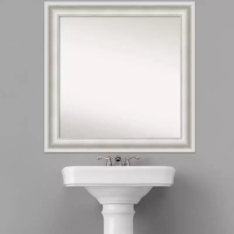 Specchio da Parete per Bagno Parlor Bianco senza Smussatura 81 x 81 cm - Quadrato Moderno, Ferramenta di Montaggio Inclusa