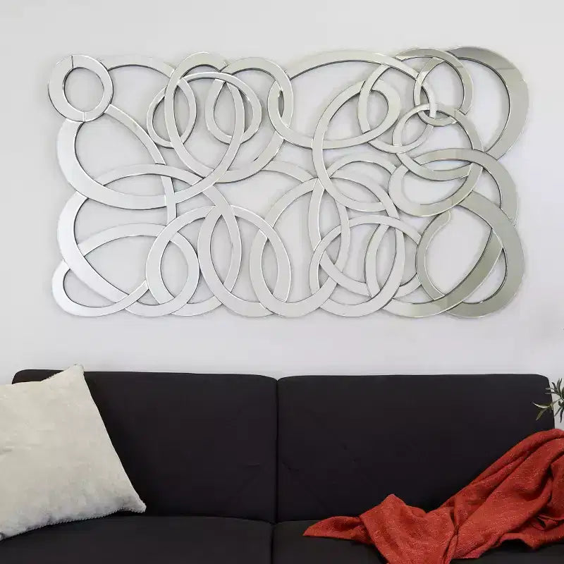 Specchio da parete geometrico in vetro 35"x64", argento