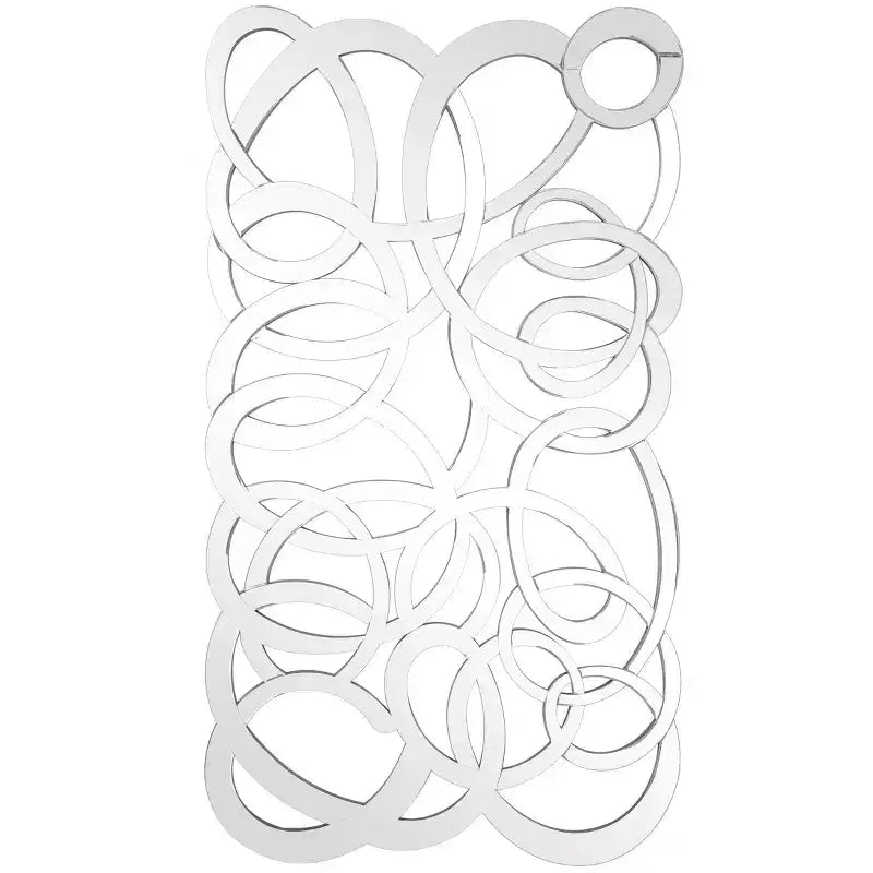 35"x64" Glass Geometric Room Wall Mirror, Silver