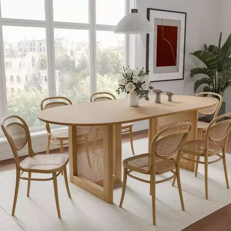 67" Modern Oval Dining Table, Farmhouse Kitchen Table for 6 People