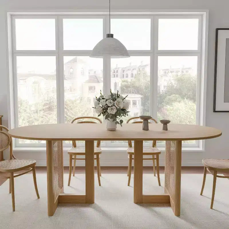 67" Modern Oval Dining Table, Farmhouse Kitchen Table for 6 People