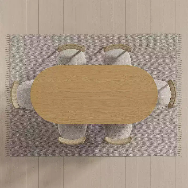 67" Modern Oval Dining Table, Farmhouse Kitchen Table for 6 People