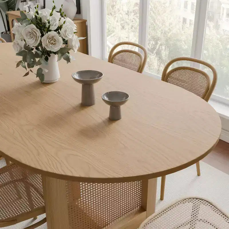 67" Modern Oval Dining Table, Farmhouse Kitchen Table for 6 People