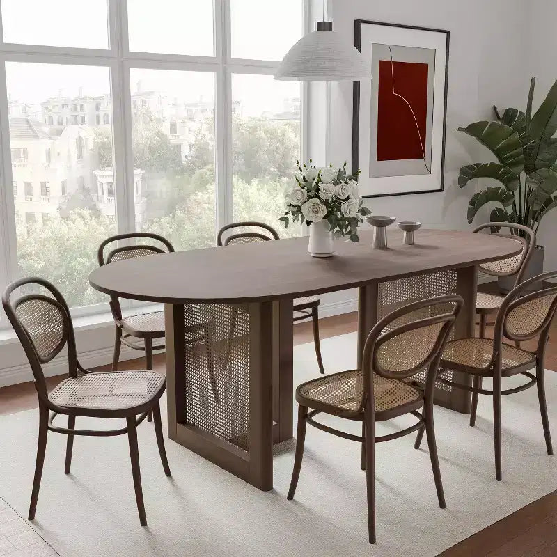 67" Modern Oval Dining Table, Farmhouse Kitchen Table for 6 People