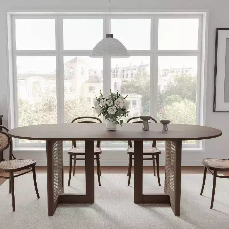 67" Modern Oval Dining Table, Farmhouse Kitchen Table for 6 People