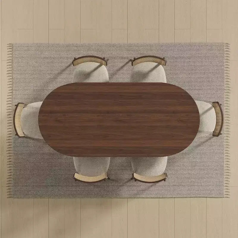 67" Modern Oval Dining Table, Farmhouse Kitchen Table for 6 People