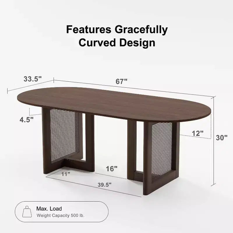 67" Modern Oval Dining Table, Farmhouse Kitchen Table for 6 People