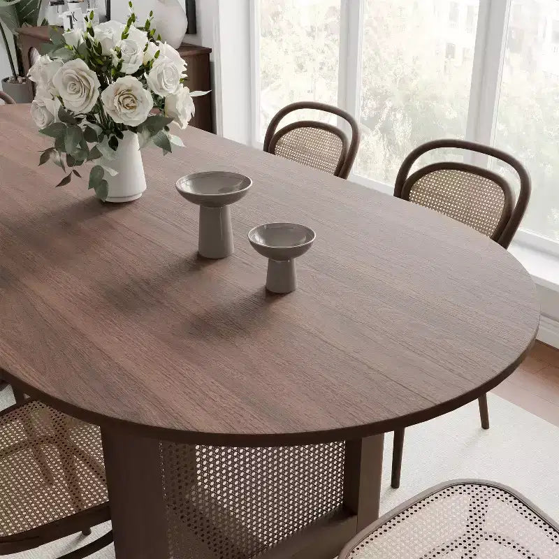 67" Modern Oval Dining Table, Farmhouse Kitchen Table for 6 People