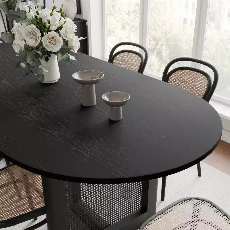 67" Modern Oval Dining Table, Farmhouse Kitchen Table for 6 People