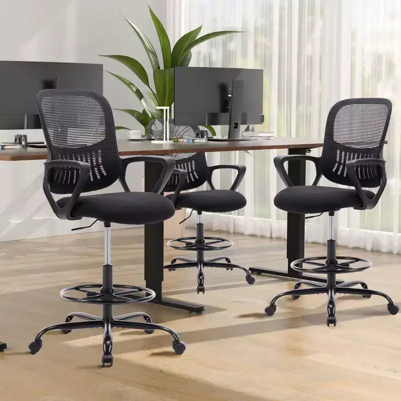 Ergonomic Tall Office Drafting Chair, Mesh Task Chair with Fixed Arms