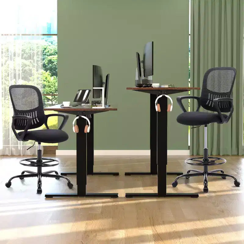 Ergonomic Tall Office Drafting Chair, Mesh Task Chair with Fixed Arms