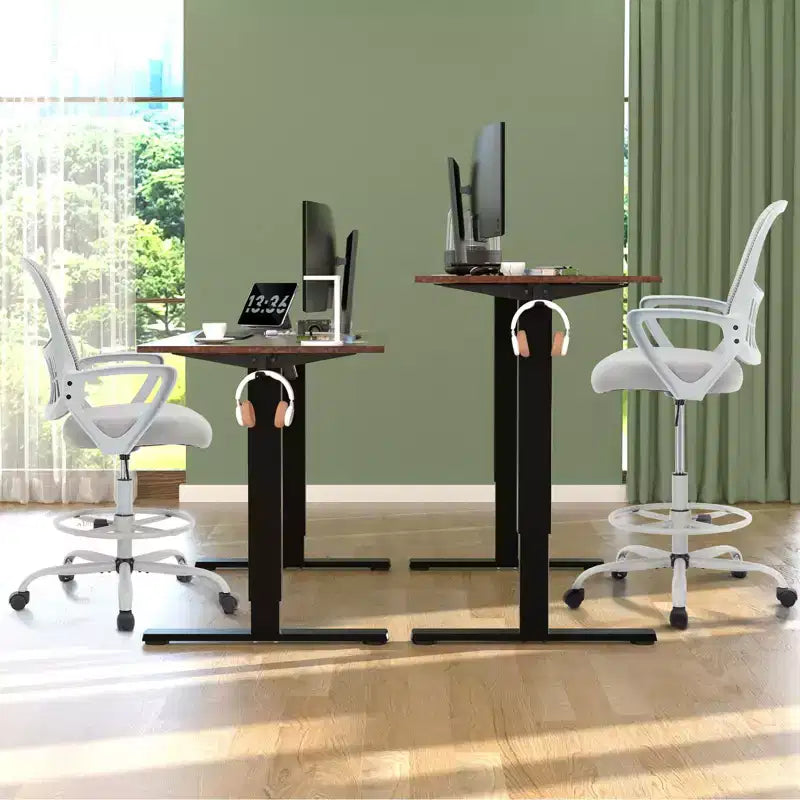 Ergonomic Tall Office Drafting Chair, Mesh Task Chair with Fixed Arms