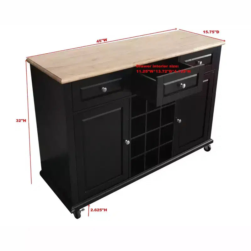 Madia per vini da buffet con contenitore, colore nero