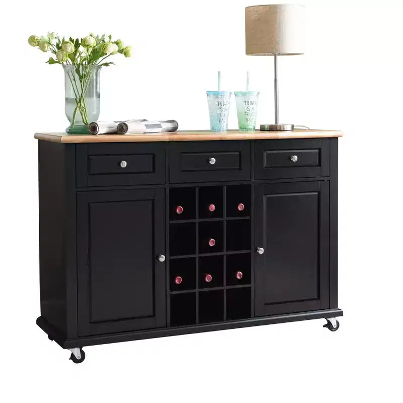 Madia per vini da buffet con contenitore, colore nero