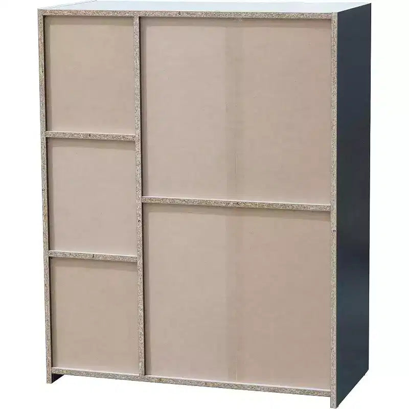 Libreria organizer a 5 cubi a giorno in legno, grigio/bianco