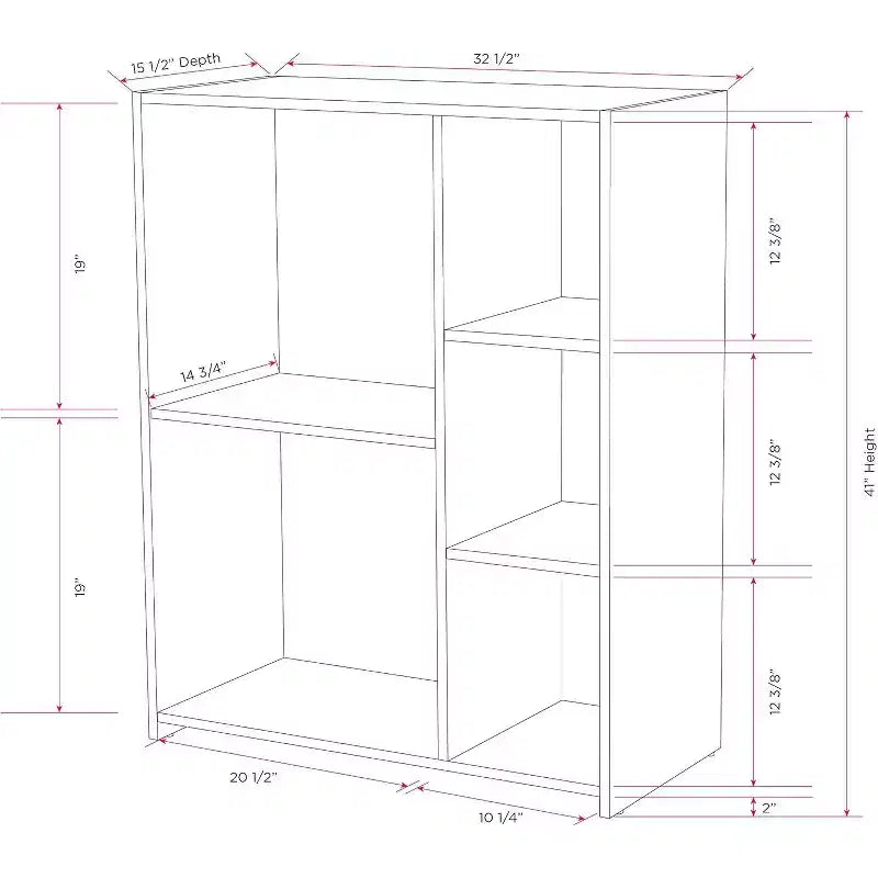5-Cube Wood Open Shelf Organizer Storage Bookcase, Gray/White