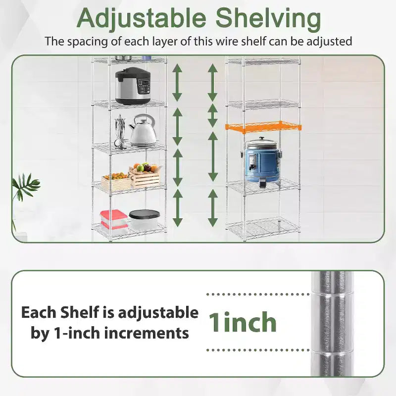 Scaffale in Filo a 6 Livelli, Scaffalatura in Metallo Robusta con Base Stabile per Organizzare Libri, Giocattoli, Vestiti, Utensili da Cucina