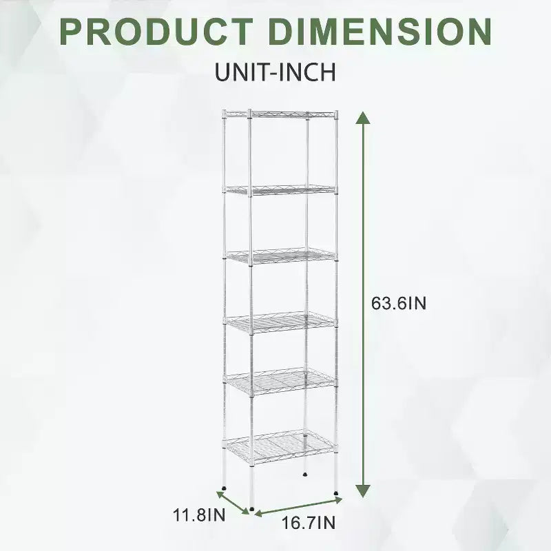 Scaffale in Filo a 6 Livelli, Scaffalatura in Metallo Robusta con Base Stabile per Organizzare Libri, Giocattoli, Vestiti, Utensili da Cucina