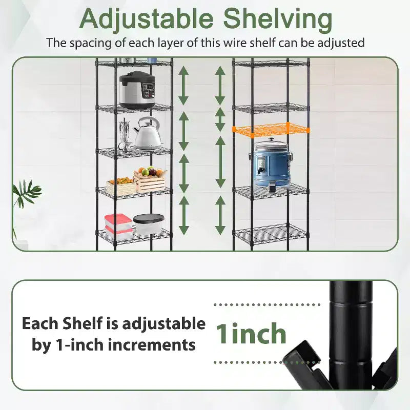 Scaffale in Filo a 6 Livelli, Scaffalatura in Metallo Robusta con Base Stabile per Organizzare Libri, Giocattoli, Vestiti, Utensili da Cucina