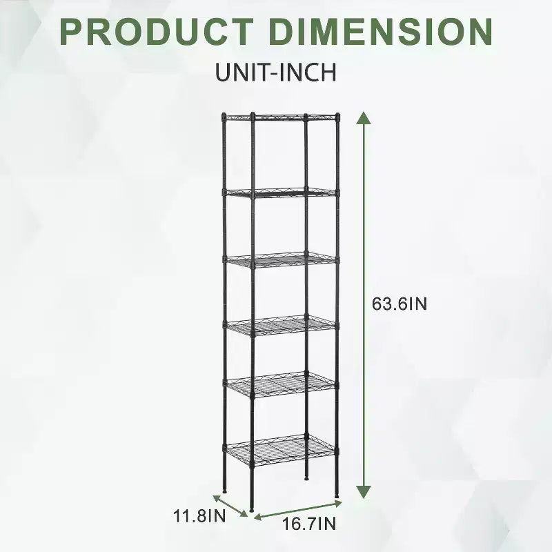 Scaffale in Filo a 6 Livelli, Scaffalatura in Metallo Robusta con Base Stabile per Organizzare Libri, Giocattoli, Vestiti, Utensili da Cucina