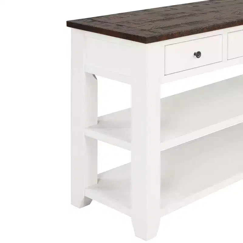 Consolle dal design classico vintage con 3 cassetti e 2 ripiani