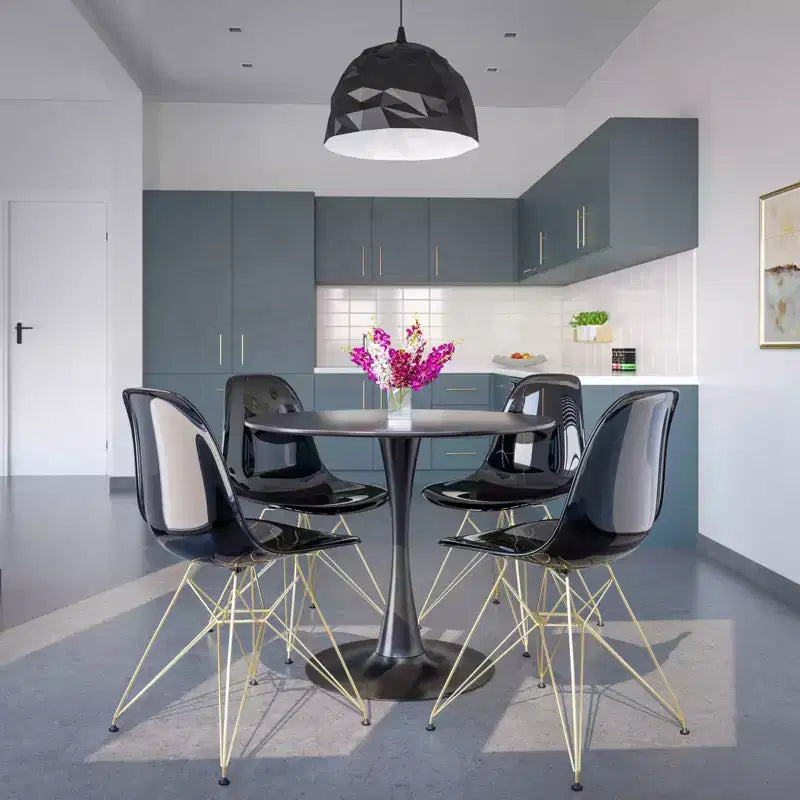 Sedia da pranzo moderna in acrilico con base Eiffel cromata color oro, elegante sedia d'accento per sala da pranzo, cucina o ufficio in stile contemporaneo