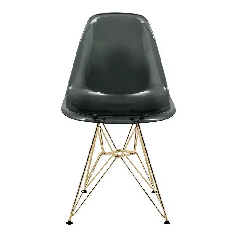 Sedia da pranzo moderna in acrilico con base Eiffel cromata color oro, elegante sedia d'accento per sala da pranzo, cucina o ufficio in stile contemporaneo
