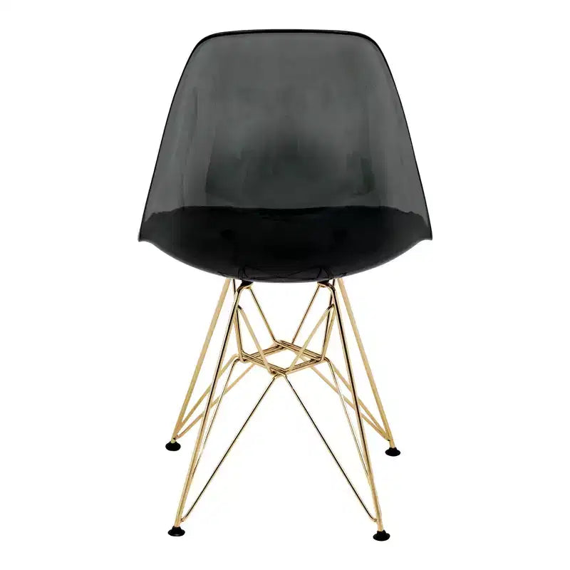 Sedia da pranzo moderna in acrilico con base Eiffel cromata color oro, elegante sedia d'accento per sala da pranzo, cucina o ufficio in stile contemporaneo