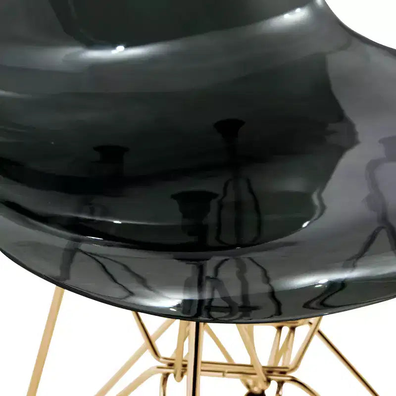 Sedia da pranzo moderna in acrilico con base Eiffel cromata color oro, elegante sedia d'accento per sala da pranzo, cucina o ufficio in stile contemporaneo