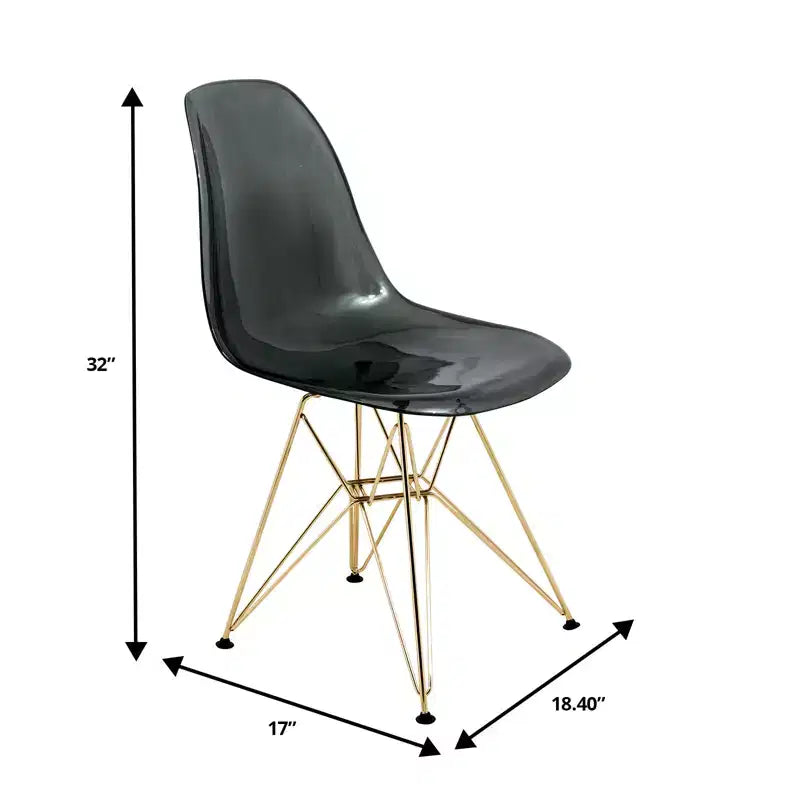 Sedia da pranzo moderna in acrilico con base Eiffel cromata color oro, elegante sedia d'accento per sala da pranzo, cucina o ufficio in stile contemporaneo