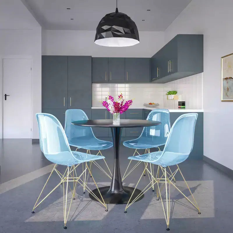 Sedia da pranzo moderna in acrilico con base Eiffel cromata color oro, elegante sedia d'accento per sala da pranzo, cucina o ufficio in stile contemporaneo