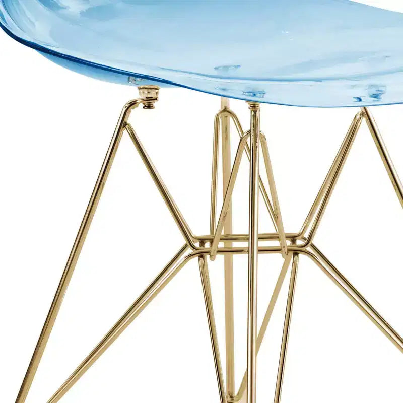 Sedia da pranzo moderna in acrilico con base Eiffel cromata color oro, elegante sedia d'accento per sala da pranzo, cucina o ufficio in stile contemporaneo