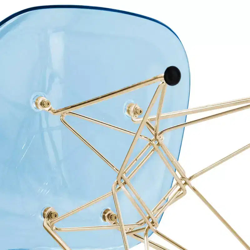 Sedia da pranzo moderna in acrilico con base Eiffel cromata color oro, elegante sedia d'accento per sala da pranzo, cucina o ufficio in stile contemporaneo