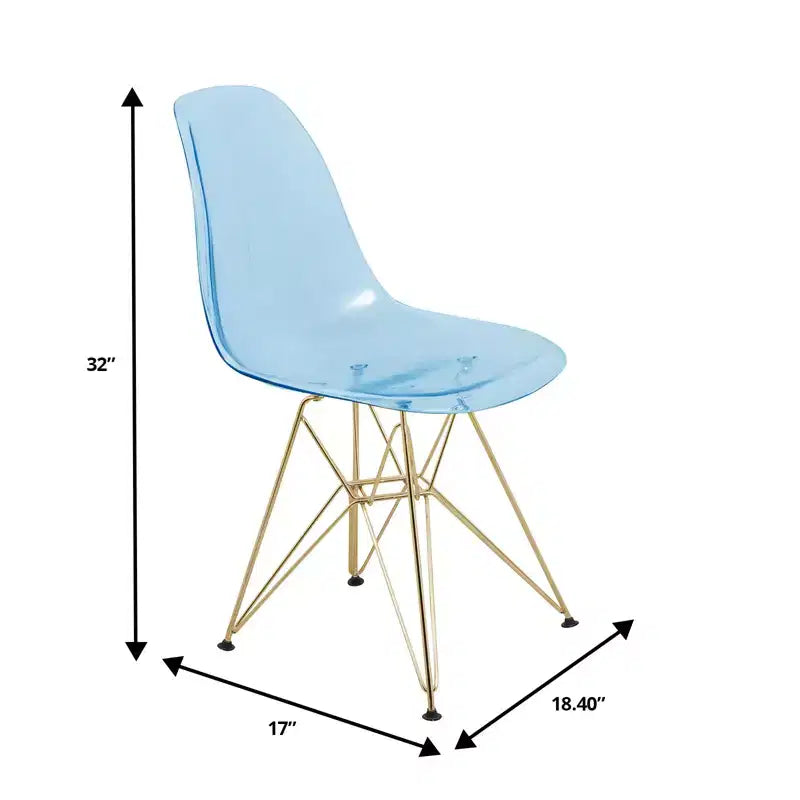 Sedia da pranzo moderna in acrilico con base Eiffel cromata color oro, elegante sedia d'accento per sala da pranzo, cucina o ufficio in stile contemporaneo