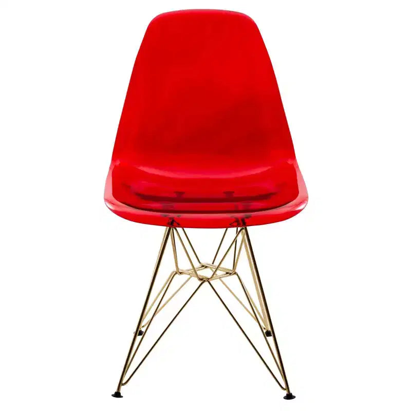 Sedia da pranzo moderna in acrilico con base Eiffel cromata color oro, elegante sedia d'accento per sala da pranzo, cucina o ufficio in stile contemporaneo