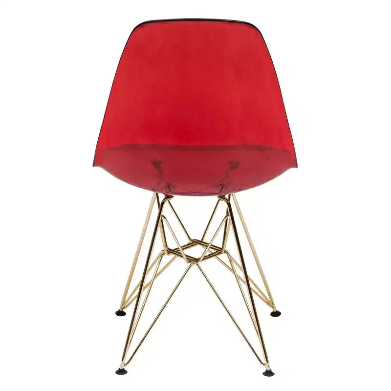 Sedia da pranzo moderna in acrilico con base Eiffel cromata color oro, elegante sedia d'accento per sala da pranzo, cucina o ufficio in stile contemporaneo