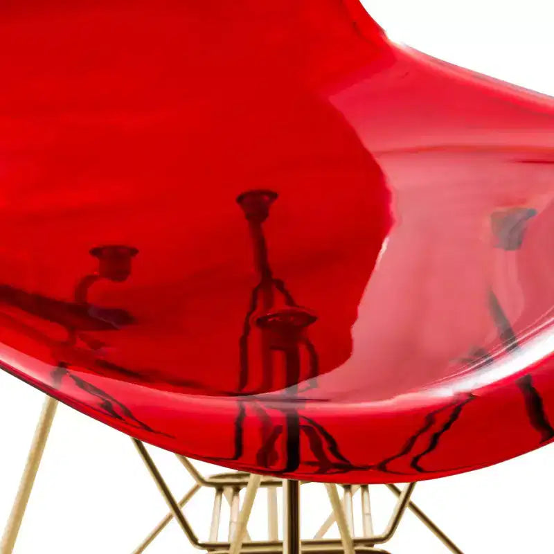 Sedia da pranzo moderna in acrilico con base Eiffel cromata color oro, elegante sedia d'accento per sala da pranzo, cucina o ufficio in stile contemporaneo
