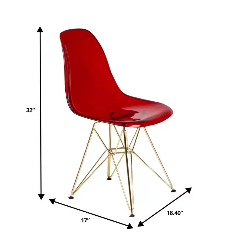 Sedia da pranzo moderna in acrilico con base Eiffel cromata color oro, elegante sedia d'accento per sala da pranzo, cucina o ufficio in stile contemporaneo