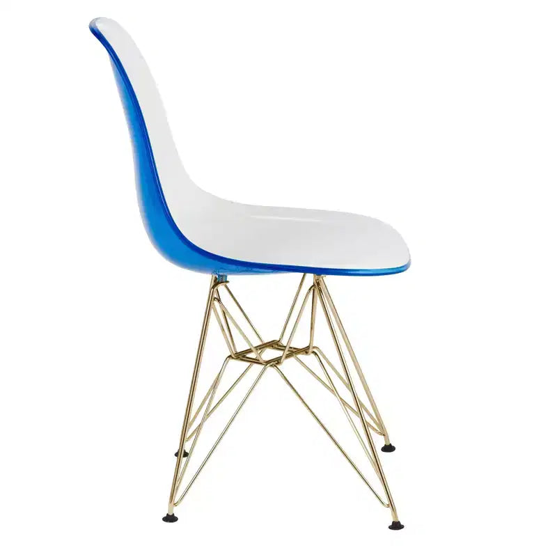 Sedia da pranzo moderna in acrilico con base Eiffel cromata color oro, elegante sedia d'accento per sala da pranzo, cucina o ufficio in stile contemporaneo