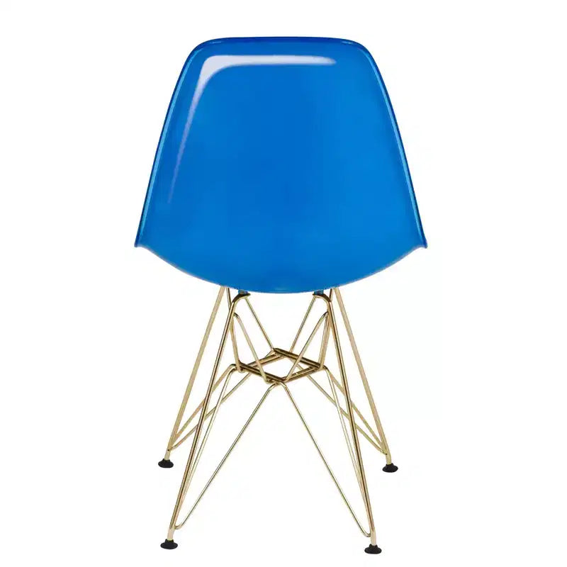 Sedia da pranzo moderna in acrilico con base Eiffel cromata color oro, elegante sedia d'accento per sala da pranzo, cucina o ufficio in stile contemporaneo