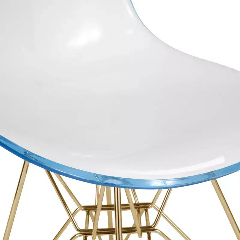 Sedia da pranzo moderna in acrilico con base Eiffel cromata color oro, elegante sedia d'accento per sala da pranzo, cucina o ufficio in stile contemporaneo