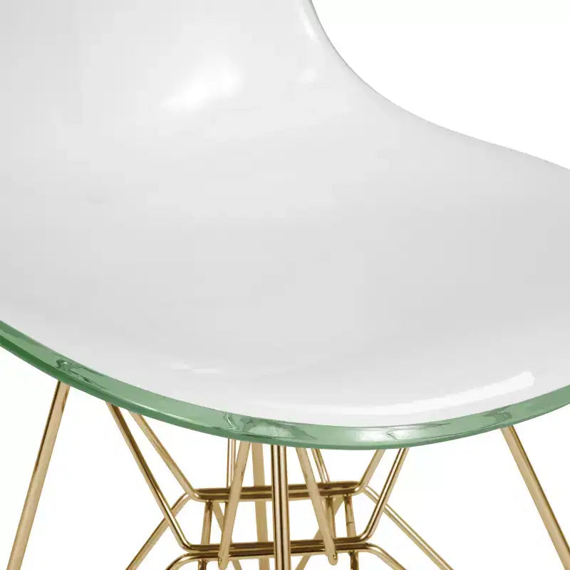 Sedia da pranzo moderna in acrilico con base Eiffel cromata color oro, elegante sedia d'accento per sala da pranzo, cucina o ufficio in stile contemporaneo