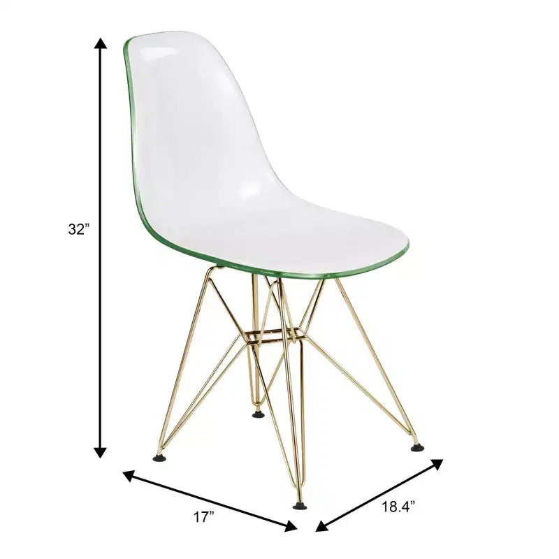 Sedia da pranzo moderna in acrilico con base Eiffel cromata color oro, elegante sedia d'accento per sala da pranzo, cucina o ufficio in stile contemporaneo