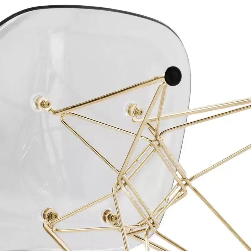 Sedia da pranzo moderna in acrilico con base Eiffel cromata color oro, elegante sedia d'accento per sala da pranzo, cucina o ufficio in stile contemporaneo