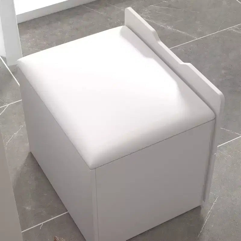 Toeletta Bianca Pieghevole con Contenitore, Design Monoblocco, Vano Superiore per Gioielli
